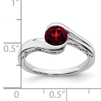 10K White Gold Garnet Bypass Ring
