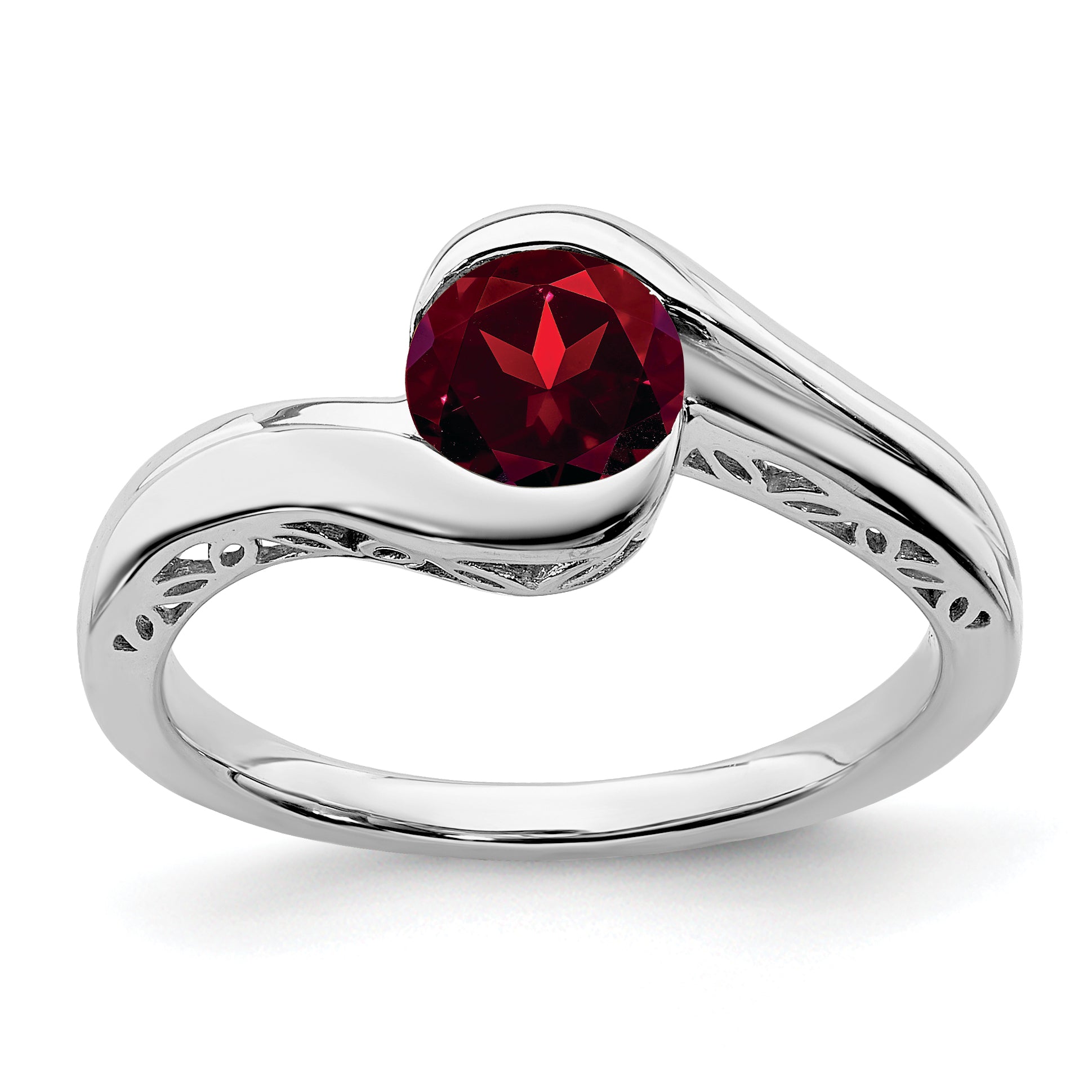 10K White Gold Garnet Bypass Ring