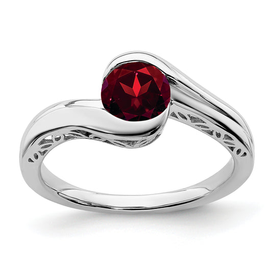 10K White Gold Garnet Bypass Ring