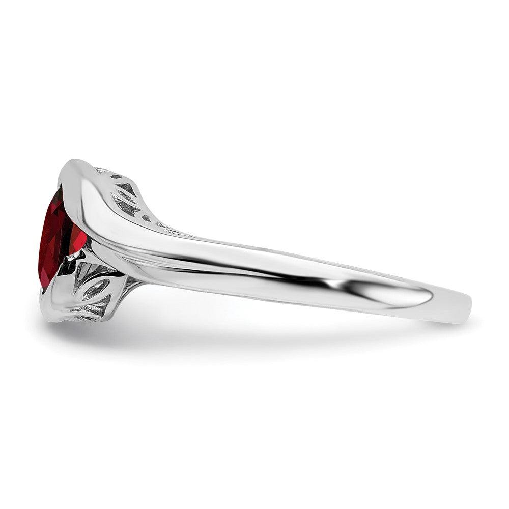 Solid 14k White Gold Simulated Garnet Bypass Ring