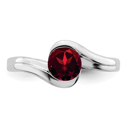 Solid 14k White Gold Simulated Garnet Bypass Ring