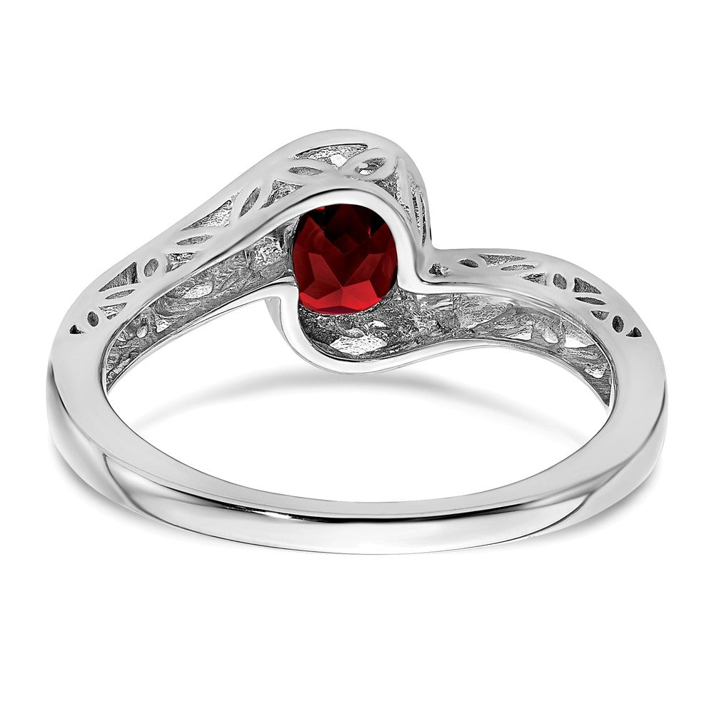 Solid 14k White Gold Simulated Garnet Bypass Ring