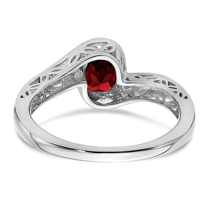 Solid 14k White Gold Simulated Garnet Bypass Ring