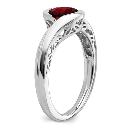 Solid 14k White Gold Simulated Garnet Bypass Ring