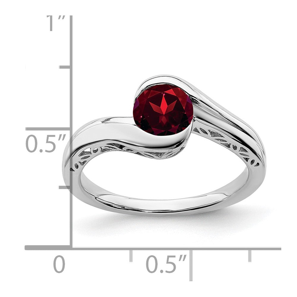 Solid 14k White Gold Simulated Garnet Bypass Ring