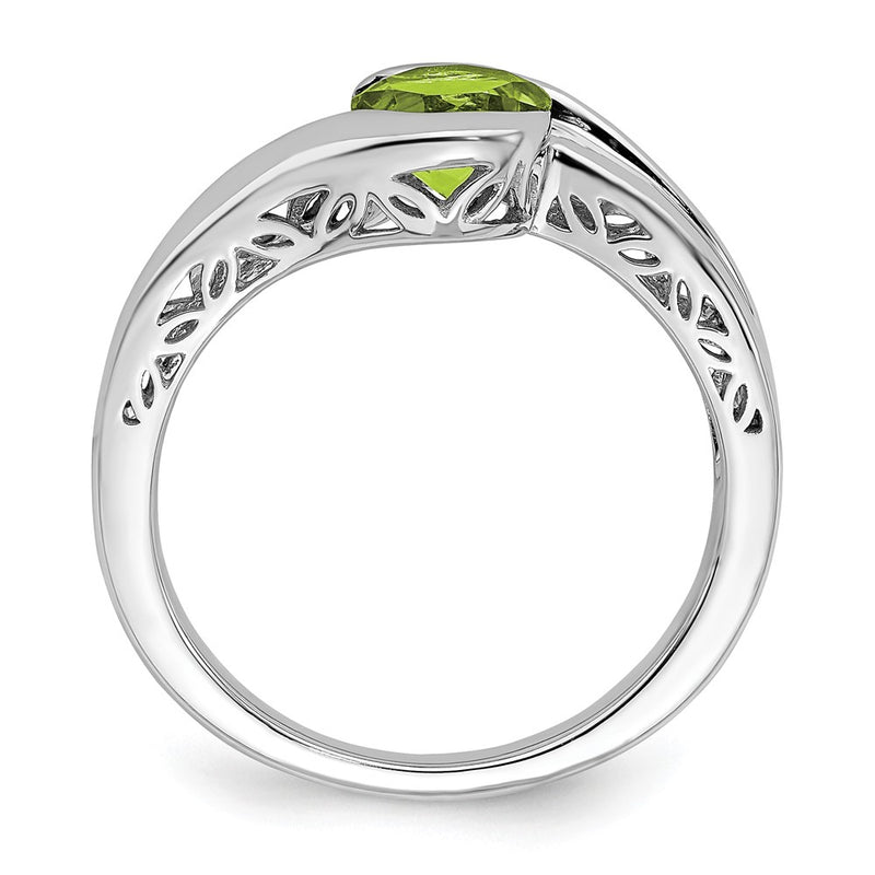 Solid 14k White Gold Simulated Peridot Bypass Ring