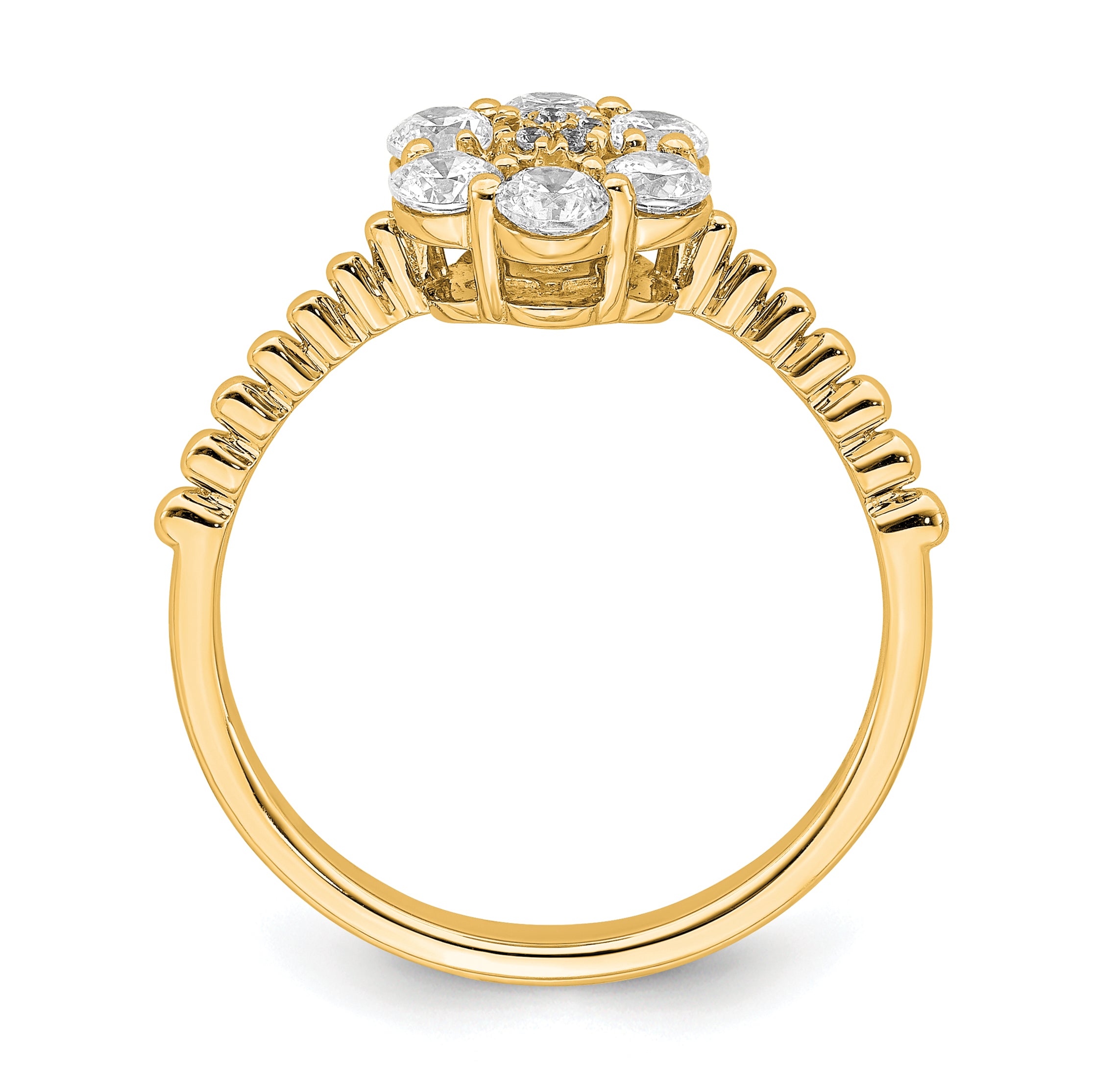14k Yellow Gold Lab Grown Diamond VS/SI+ G+ Floral Ring