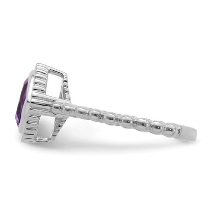 14k White Gold Cushion Amethyst Ring