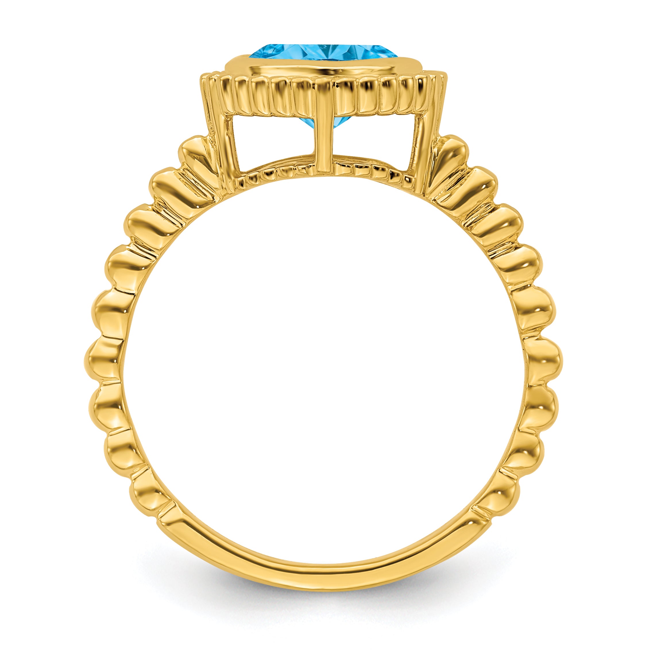 14K Yellow Gold Cushion Blue Topaz Ring