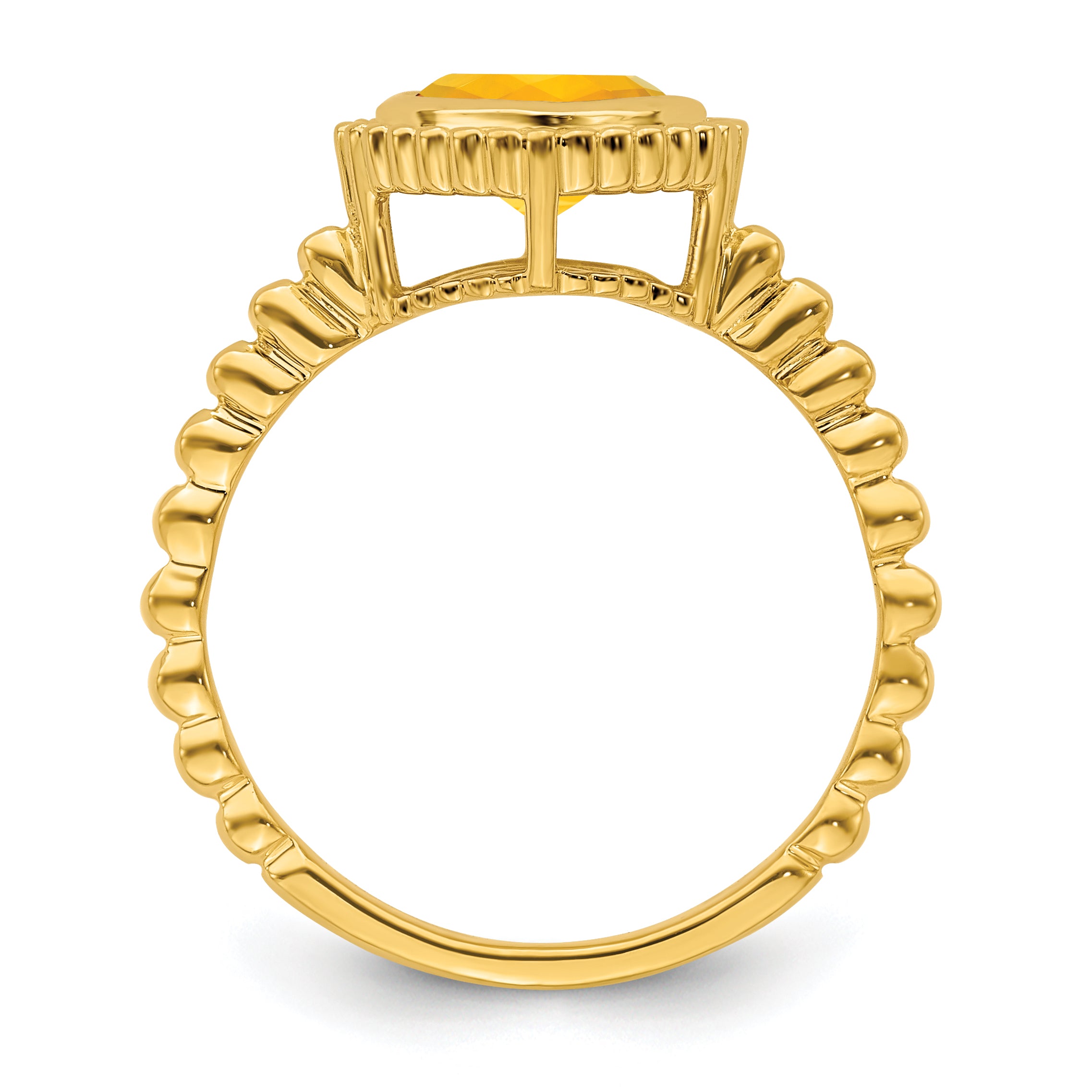 14K Yellow Gold Cushion Citrine Ring
