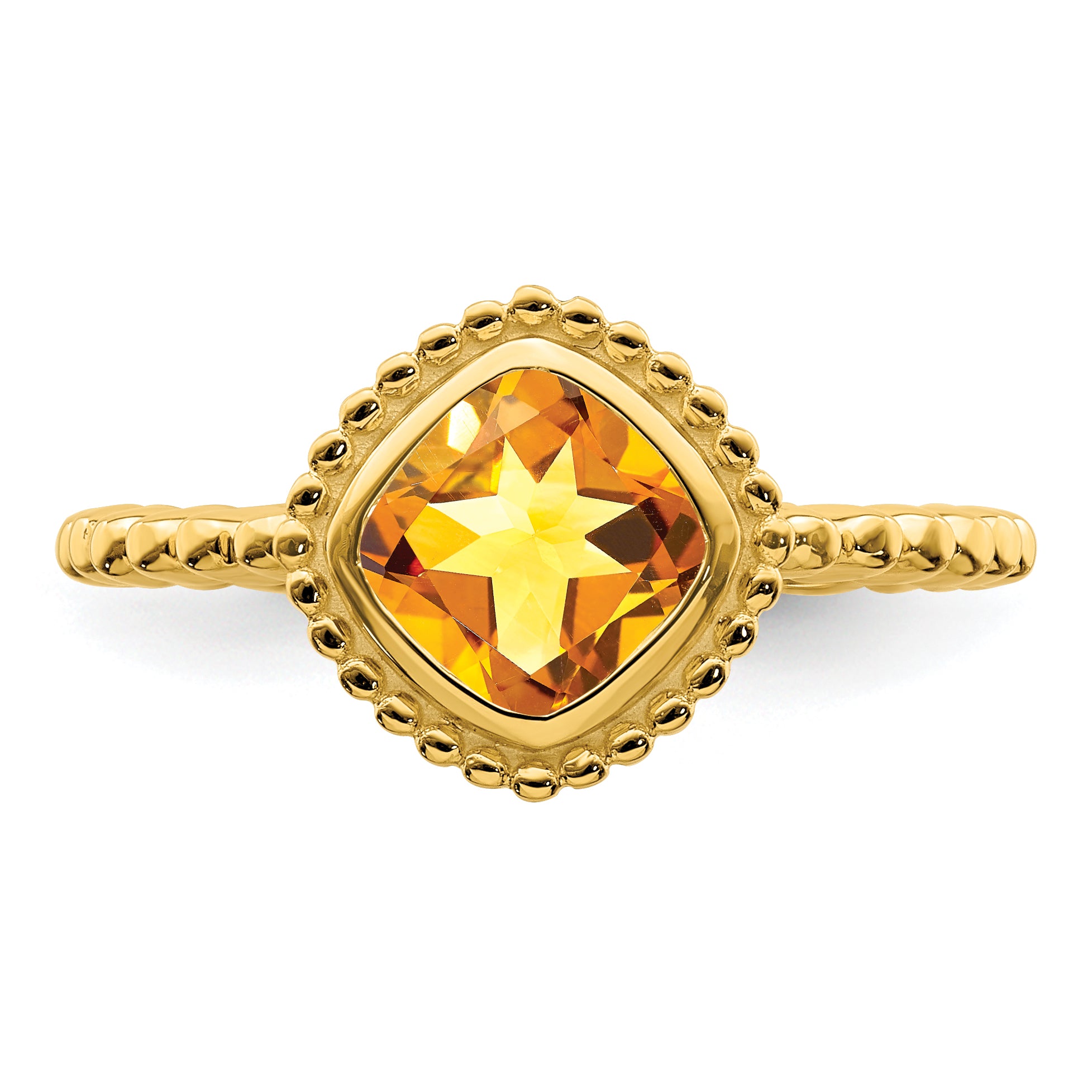 14K Yellow Gold Cushion Citrine Ring