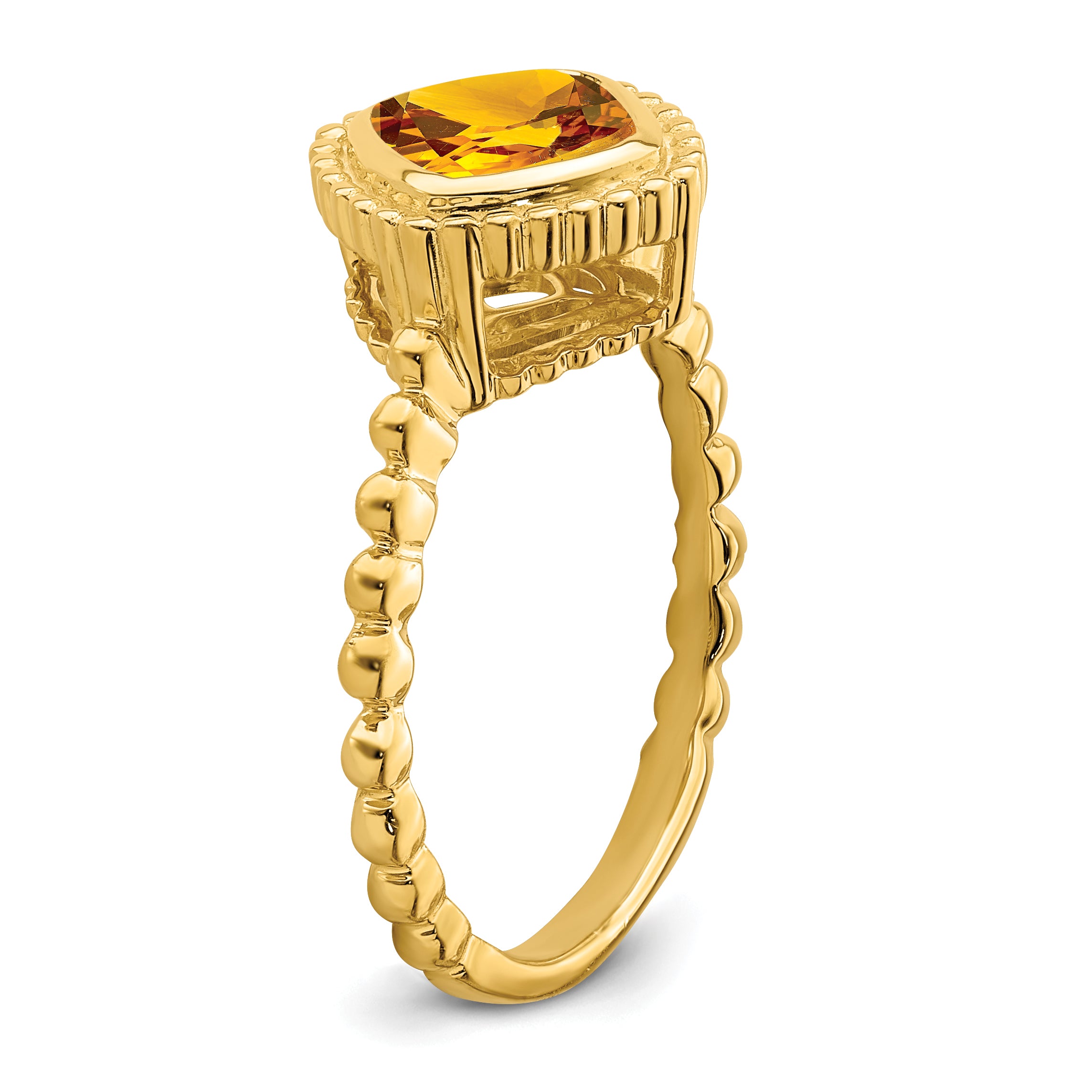 14K Yellow Gold Cushion Citrine Ring