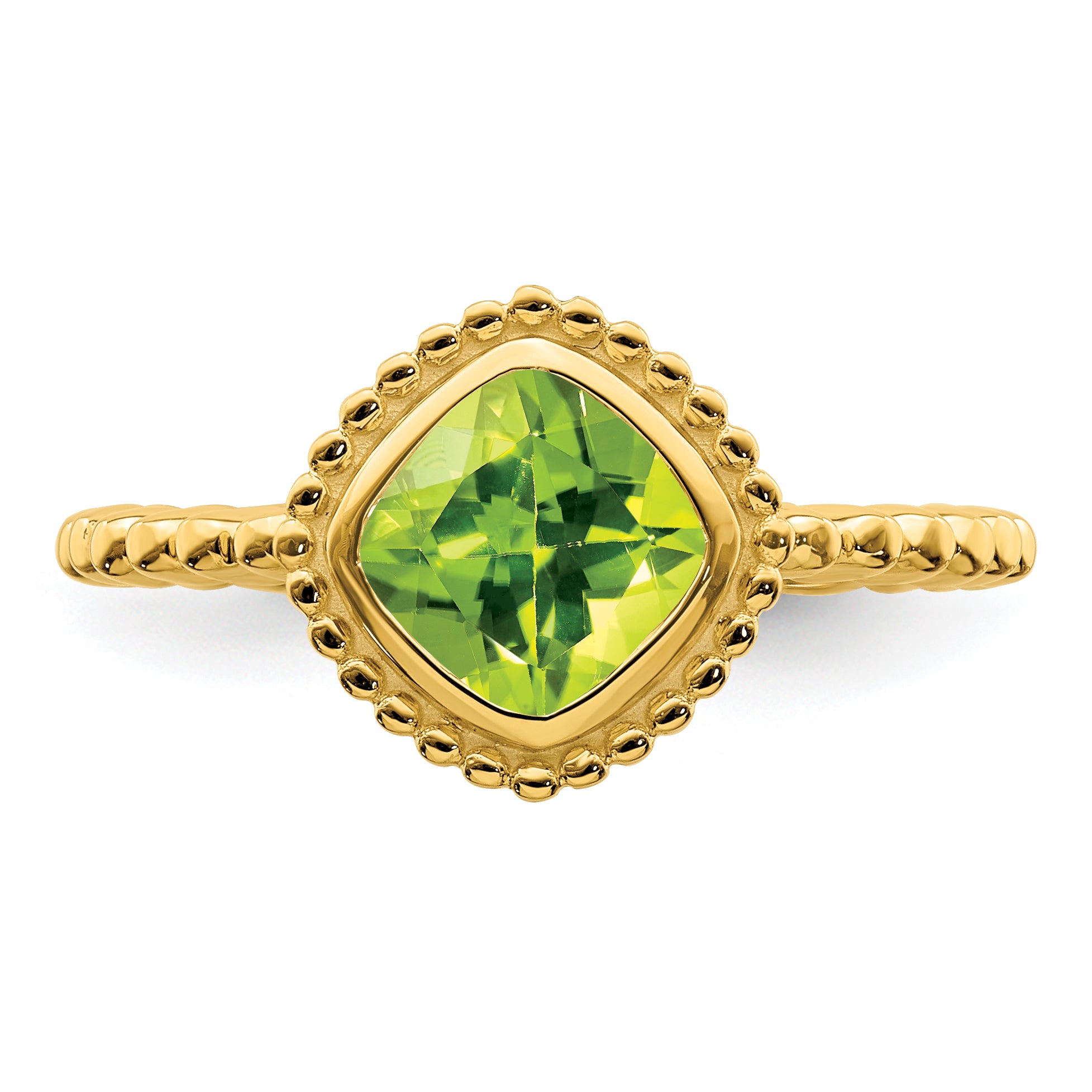 10K Yellow Gold Cushion Peridot Ring