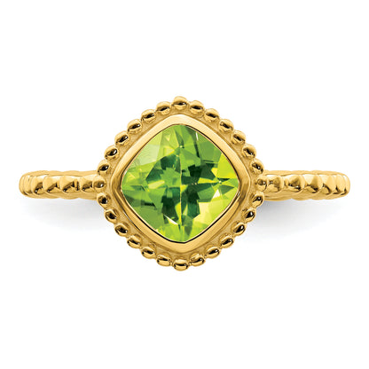 10K Yellow Gold Cushion Peridot Ring