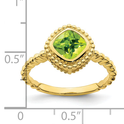 10K Yellow Gold Cushion Peridot Ring