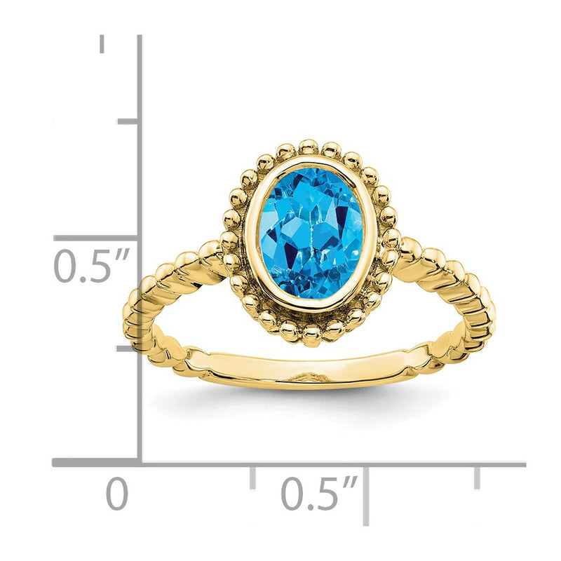 10K Yellow Gold Oval Blue Topaz Ring