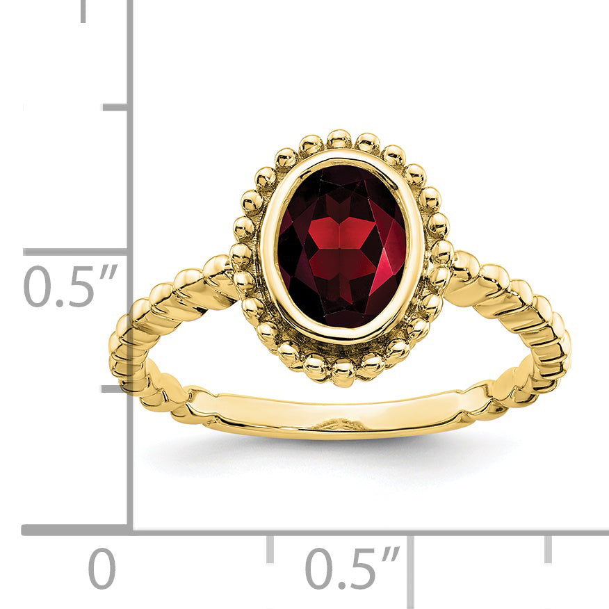 10K Yellow Gold Oval Garnet Ring