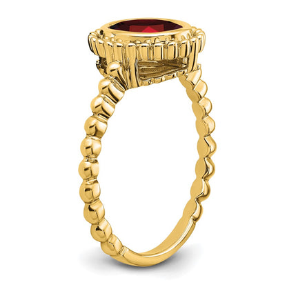 14K Yellow Gold Oval Garnet Ring