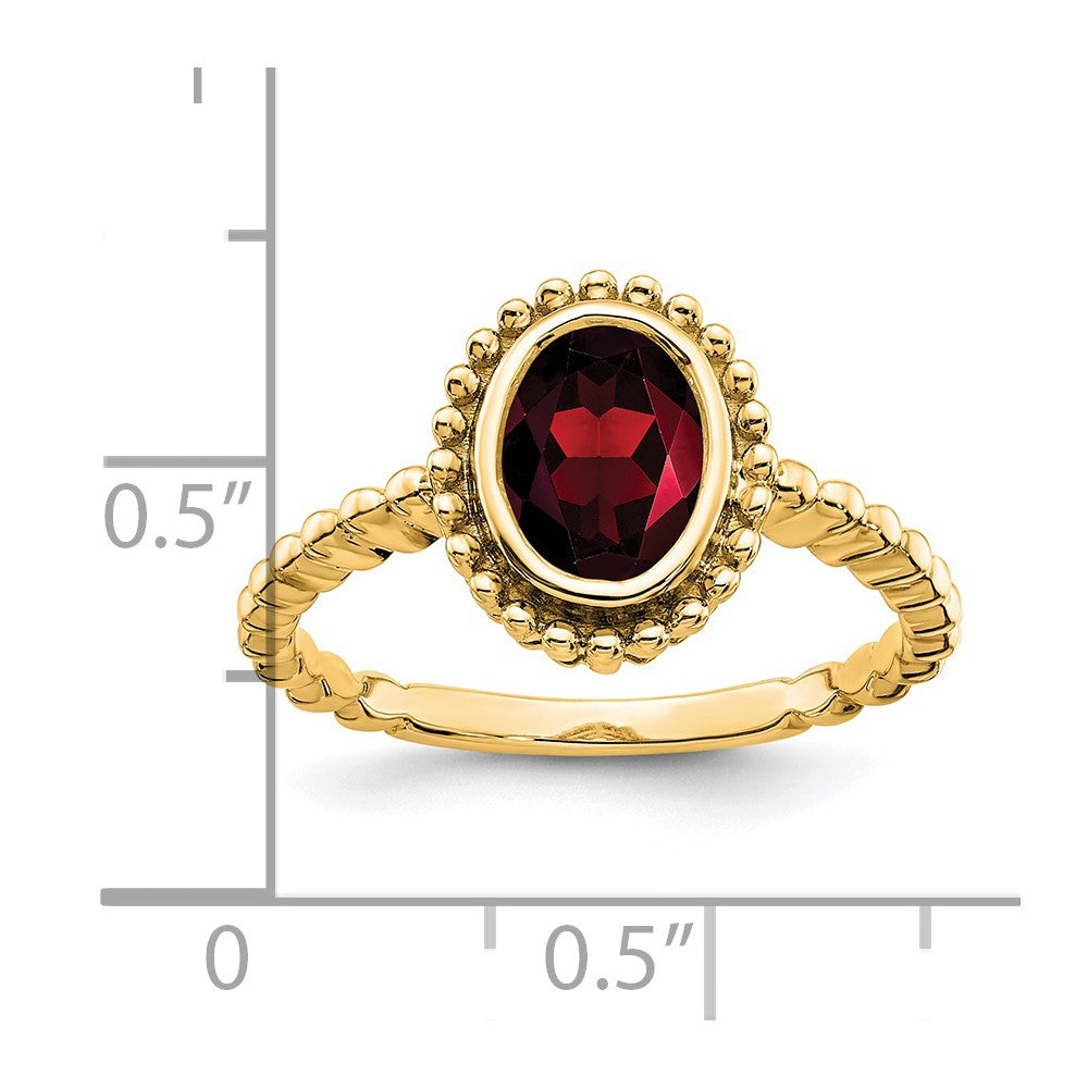 14K Yellow Gold Oval Garnet Ring