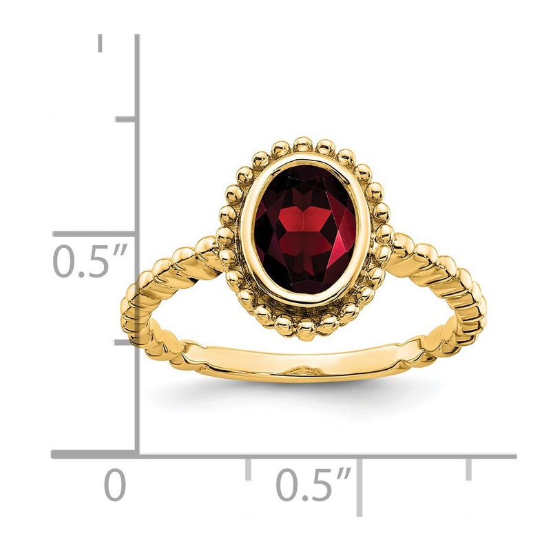 14K Yellow Gold Oval Garnet Ring