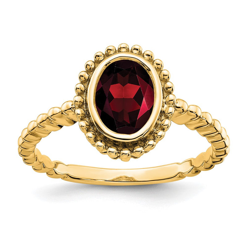 14K Yellow Gold Oval Garnet Ring