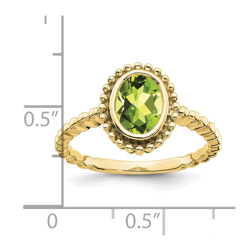 10K Yellow Gold Oval Peridot Ring