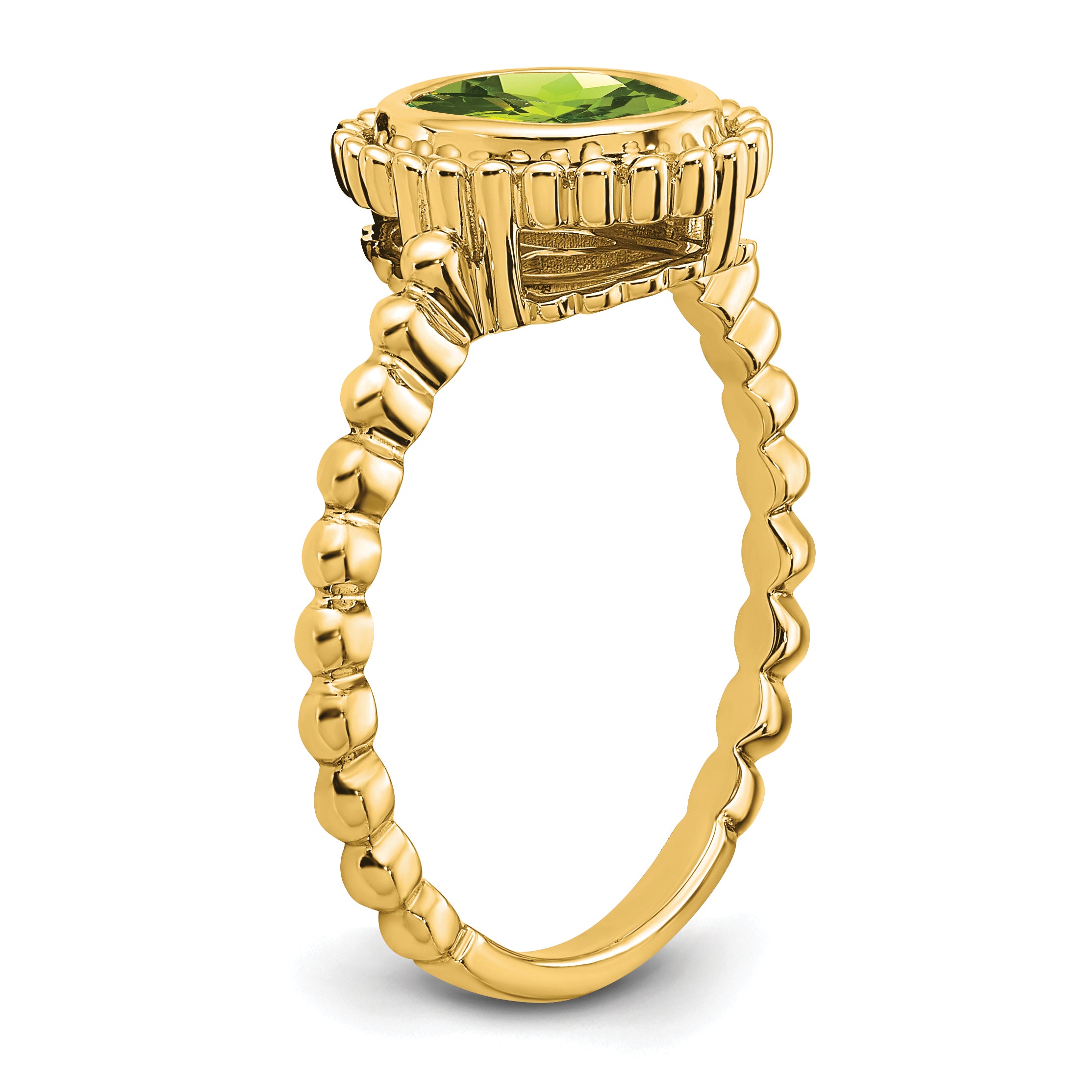 14K Yellow Gold Oval Peridot Ring