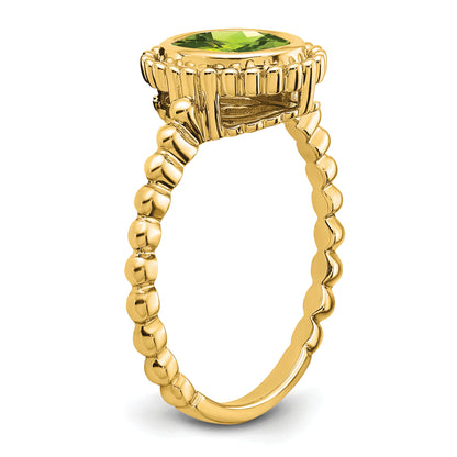 14K Yellow Gold Oval Peridot Ring