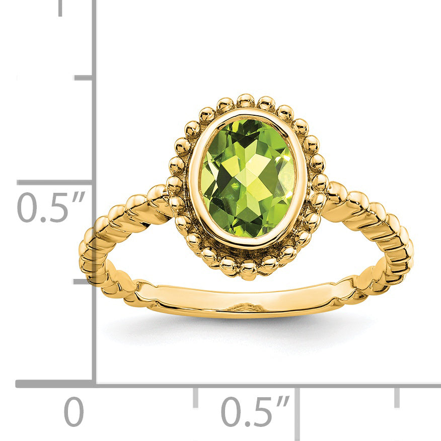 14K Yellow Gold Oval Peridot Ring