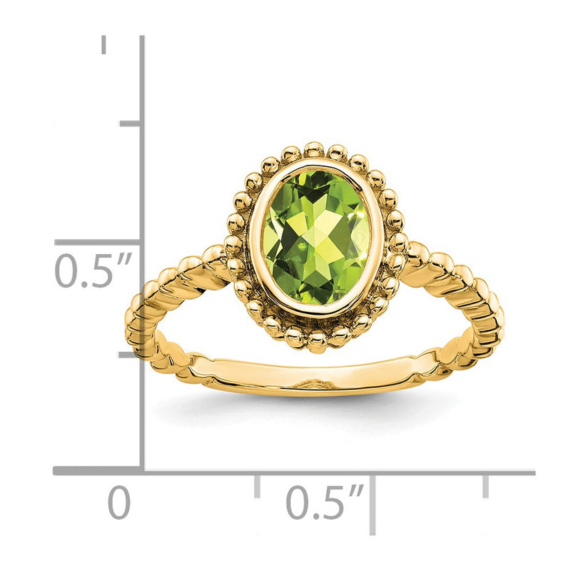 14K Yellow Gold Oval Peridot Ring