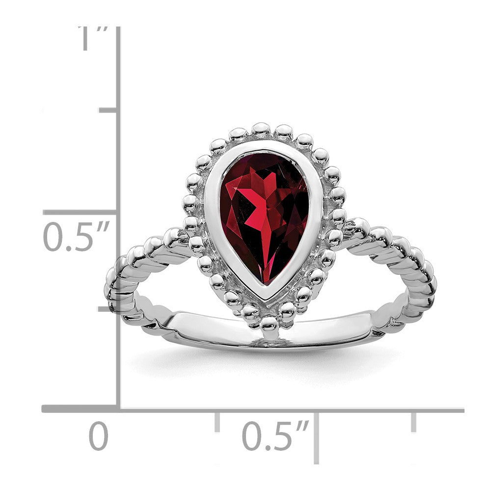 14k White Gold Pear Garnet Ring