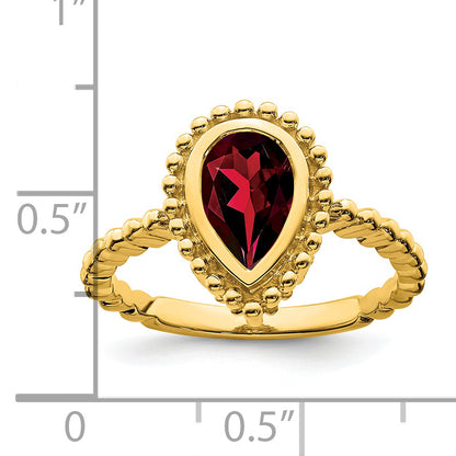 14K Yellow Gold Pear Garnet Ring
