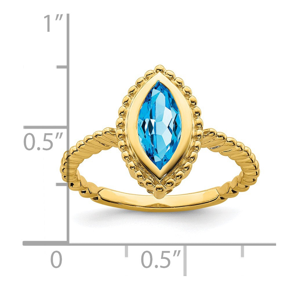 14K Yellow Gold Marquise Blue Topaz Ring