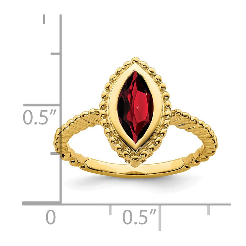 Solid 14k Yellow Gold Marquise Simulated Garnet Ring