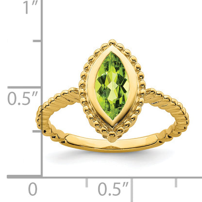 14K Yellow Gold Marquise Peridot Ring