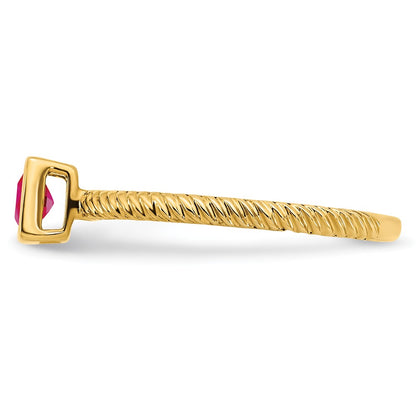 14K Yellow Gold Square Bezel Ruby Ring