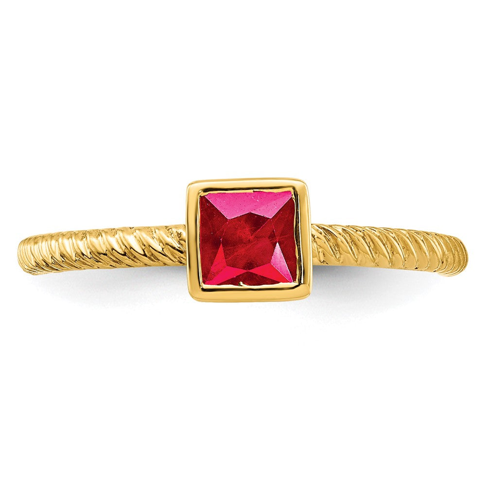 14K Yellow Gold Square Bezel Ruby Ring