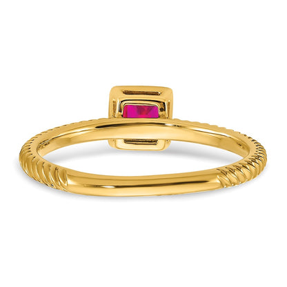 14K Yellow Gold Square Bezel Ruby Ring