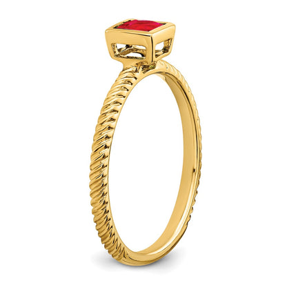14K Yellow Gold Square Bezel Ruby Ring