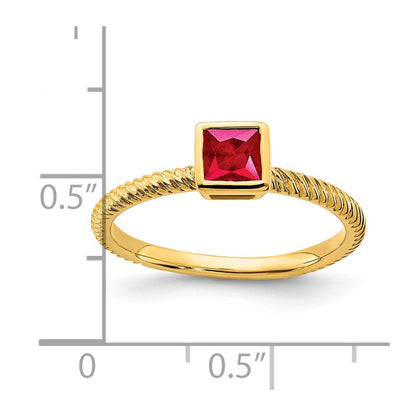 14K Yellow Gold Square Bezel Ruby Ring