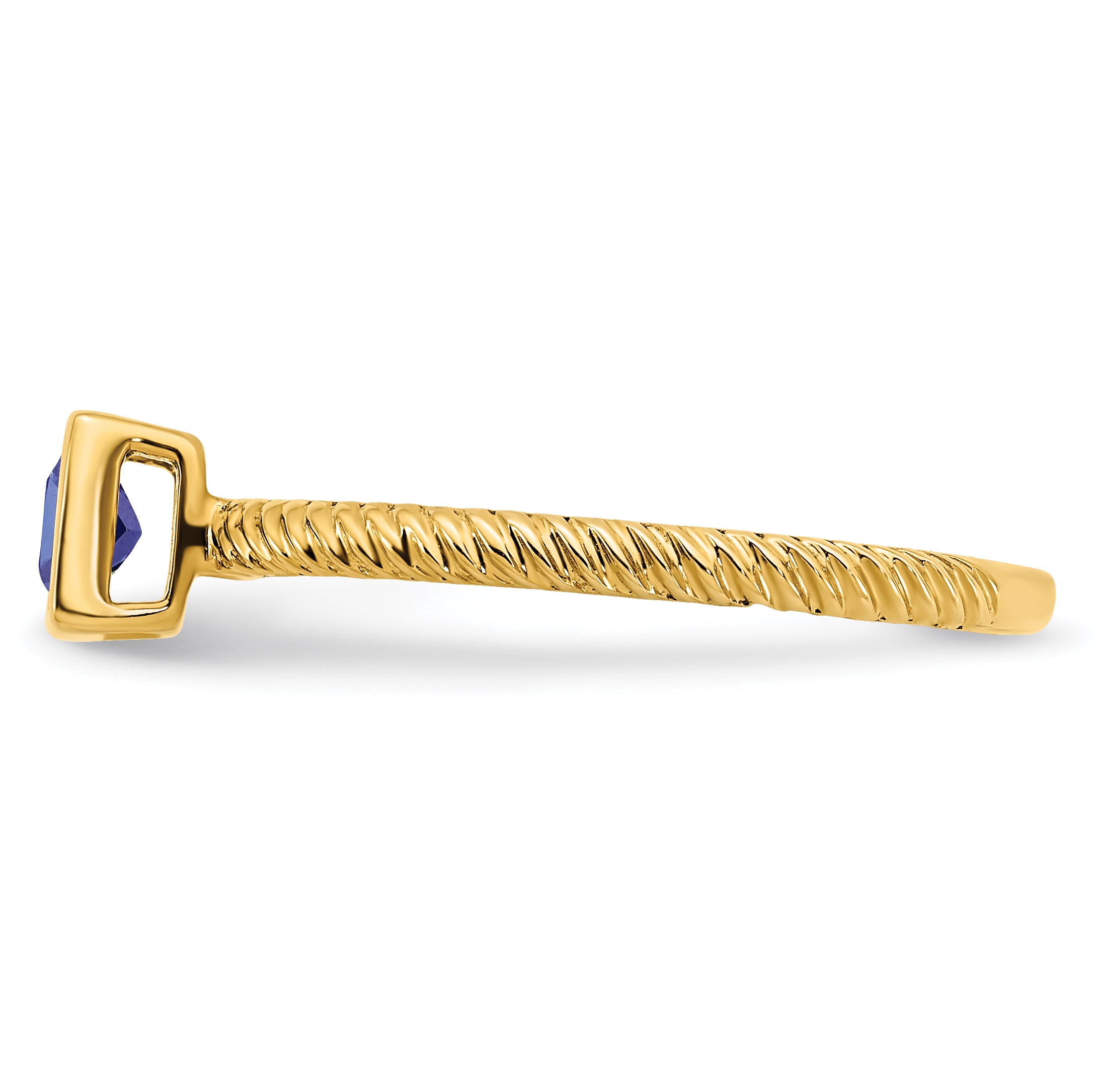 14K Yellow Gold Square Bezel Sapphire Ring