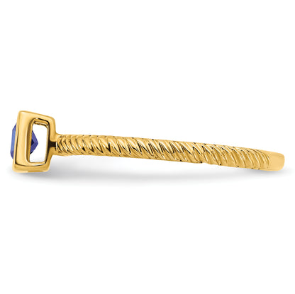14K Yellow Gold Square Bezel Sapphire Ring