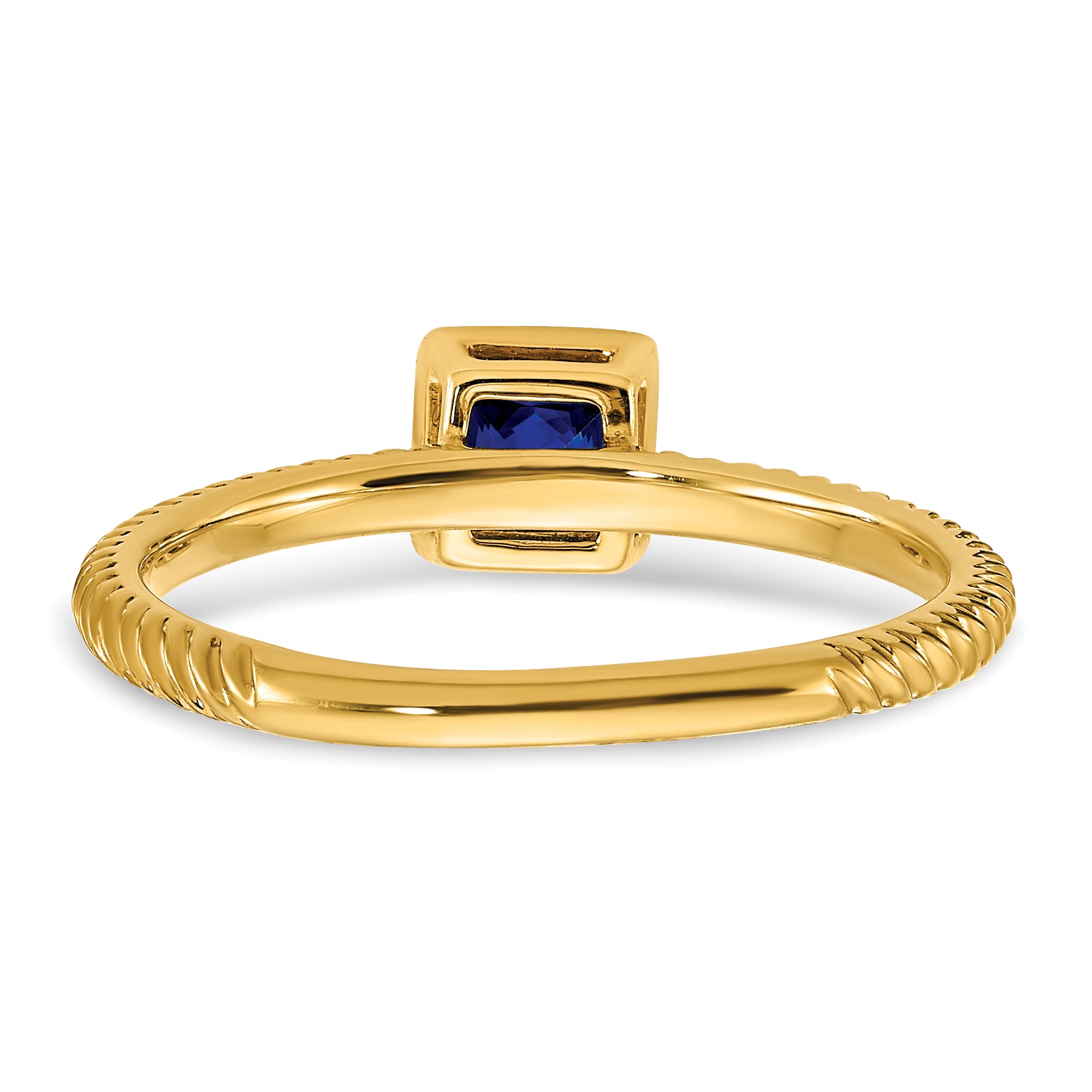 14K Yellow Gold Square Bezel Sapphire Ring