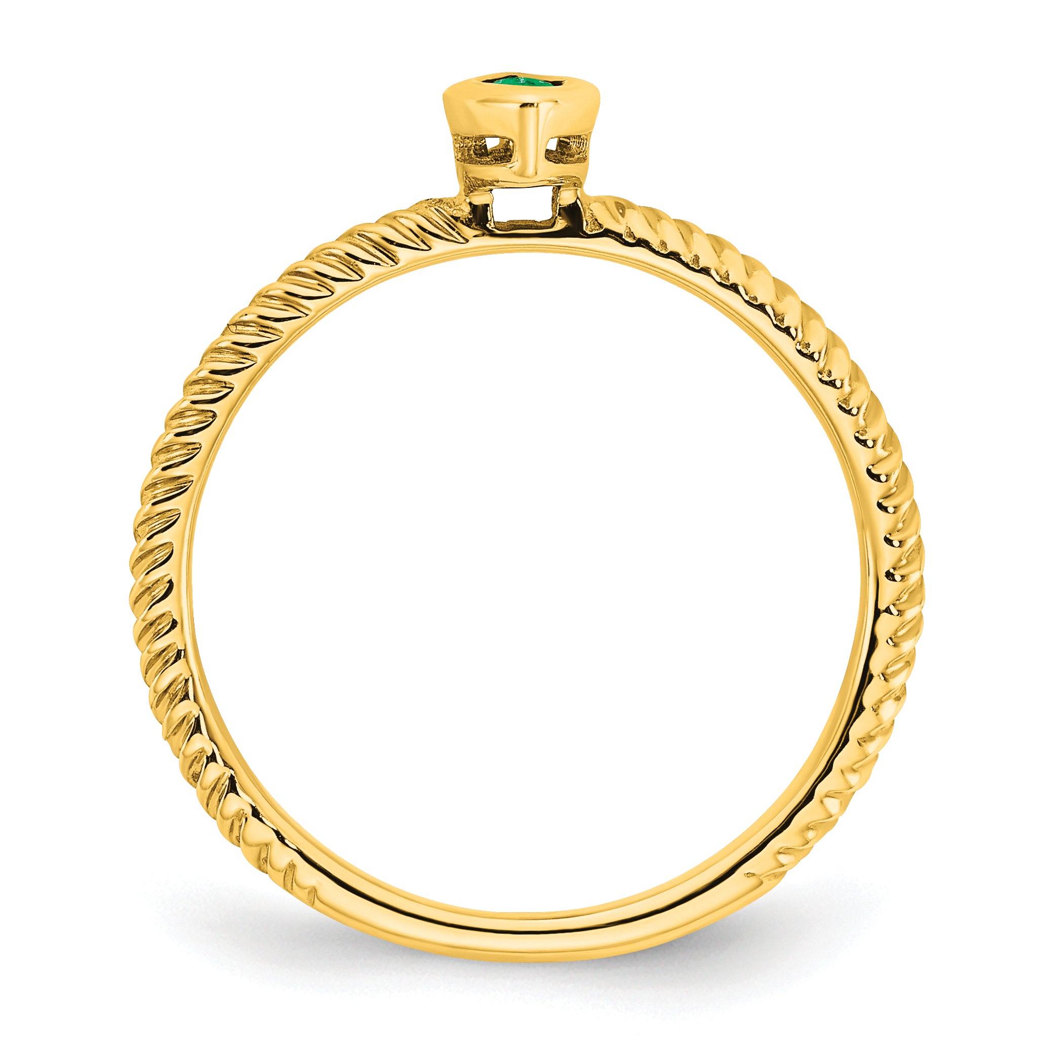 14K Yellow Gold Marquise Bezel Emerald Ring