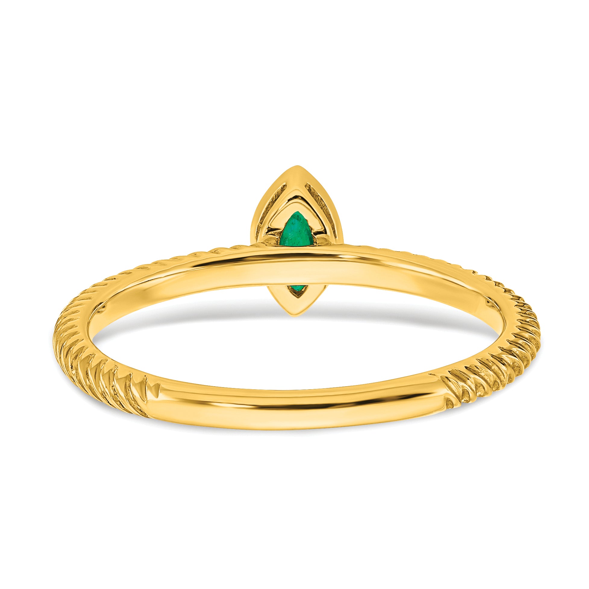 14K Yellow Gold Marquise Bezel Emerald Ring
