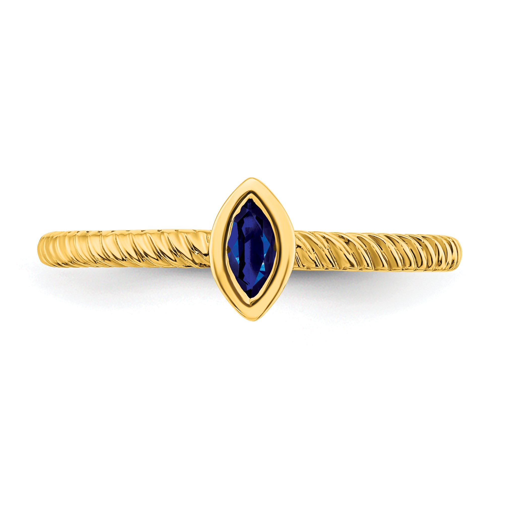 14K Yellow Gold Marquise Bezel Sapphire Ring