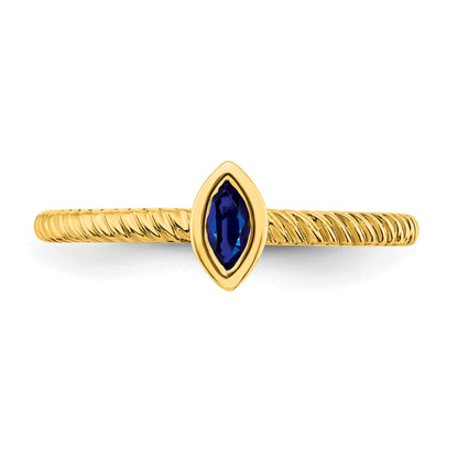 14K Yellow Gold Marquise Bezel Sapphire Ring