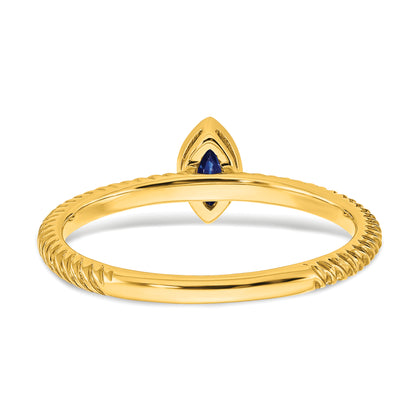 14K Yellow Gold Marquise Bezel Sapphire Ring