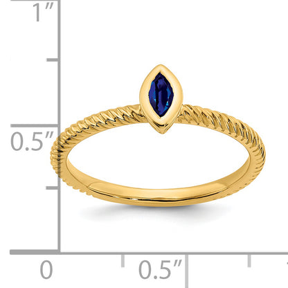14K Yellow Gold Marquise Bezel Sapphire Ring