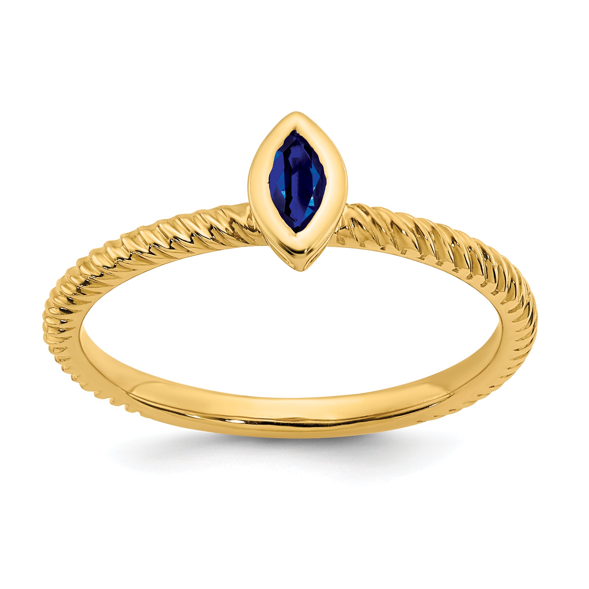 14K Yellow Gold Marquise Bezel Sapphire Ring
